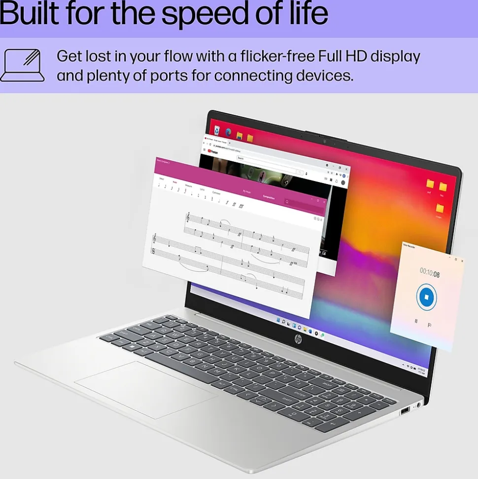 HP 15.6" FHD Laptop, Intel Core i7-1355U, 12GB RAM, 512GB SSD, Backlit Keyboard, +8.5 hrs. Battery Life, Windows 11 Home