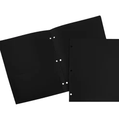JAM Paper Heavy Duty 3 Hole Punch Two-Pocket Plastic Folders, , 108/Pack (383HHPBUA) Black New