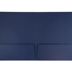 JAM Paper 2-Pocket Textured Linen Business Folders, Navy Blue, 50/Box (386LNAC) Clearance