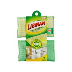 Libman Power Scrub Dots Kitchen & Bath Sponge, Green/Yellow, 2 Sponges/Pack (336)