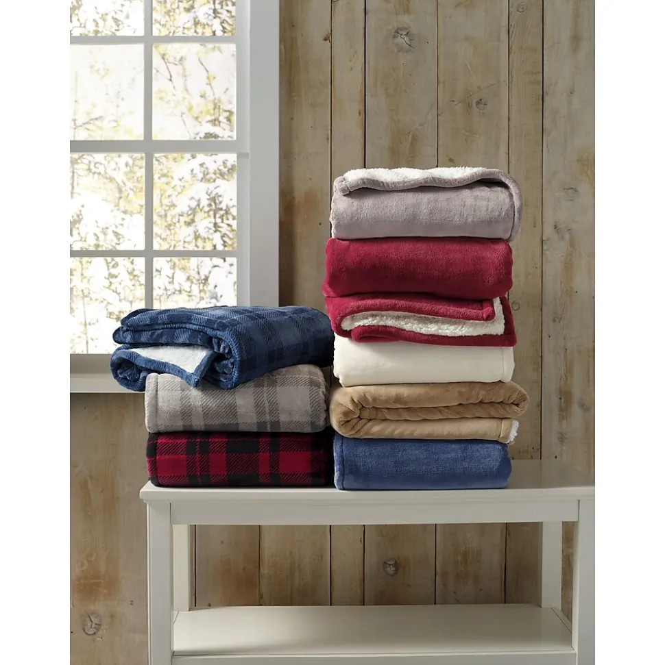 L.L.Bean Wicked Plush Sherpa Throw, Large, Deep Blue (1000078509)