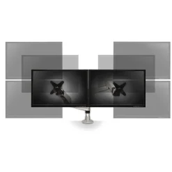 3M™ Dual Monitor Arm, Grab Monitor to Adjust Height, Tilt, Swivel, Rotate, Holds Monitors Up to 20 lbs. and ≤27