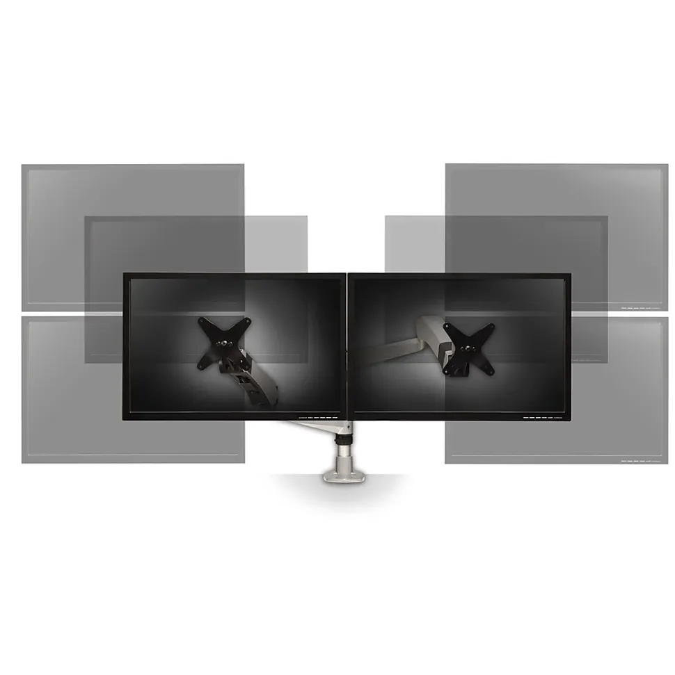 3M™ Dual Monitor Arm, Grab Monitor to Adjust Height, Tilt, Swivel, Rotate, Holds Monitors Up to 20 lbs. and ≤27" (MA265S)