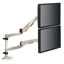 3M™ Dual Monitor Arm, Grab Monitor to Adjust Height, Tilt, Swivel, Rotate, Holds Monitors Up to 20 lbs. and ≤27