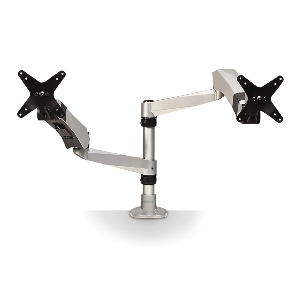 3M™ Dual Monitor Arm, Grab Monitor to Adjust Height, Tilt, Swivel, Rotate, Holds Monitors Up to 20 lbs. and ≤27" (MA265S)
