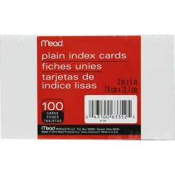 Mead 3" x 5" Index Cards, Blank, White, 100/Pack, 36 Pack/Bundle (MEA63352)
