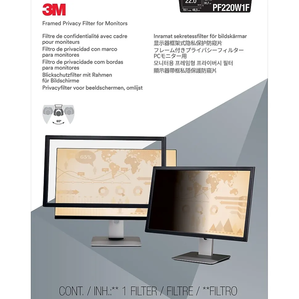 3M™ Framed Privacy Filter for 22" Widescreen Monitor (16:9) (PF220W1F)