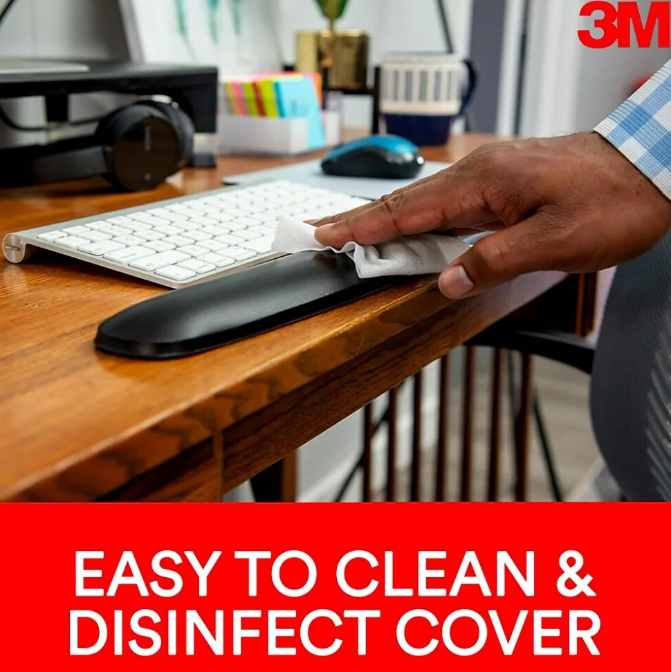 3M Gel Wrist Rest for Keyboards, Non-Skid Base, Black (WR310LE)