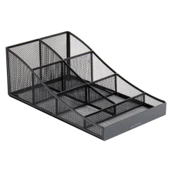Mind Reader 7-Compartment Metal Coffee Cup and Condiment Organizer, Black (COMP7MESH-BLK)