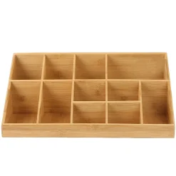 Mind Reader 11 Compartment Wood Cup and Condiment Organizer, Brown (COMORGBM-BRN)