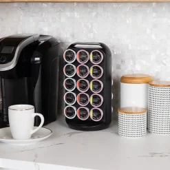 Mind Reader Plastic Coffee Pod Carousel Countertop Organizer, 30 Pod Capacity, Black (CRS02-BLK)