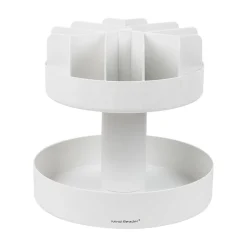 Mind Reader 2-Tier Plastic Lazy Susan Coffee Countertop Organizer, White (SNACKCAR-WHT)