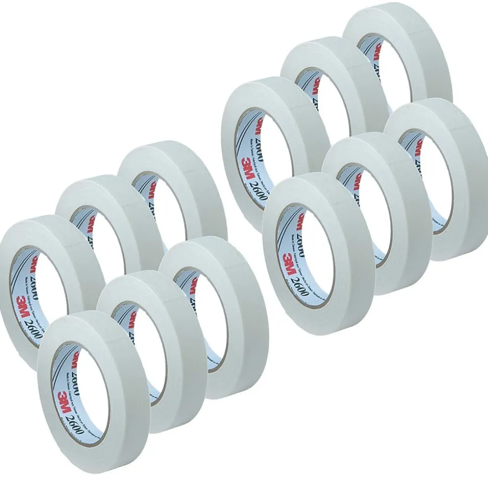 3M 0.75" x 60 yds Masking Tape, White, 12 Rolls (MMM260018A-12)