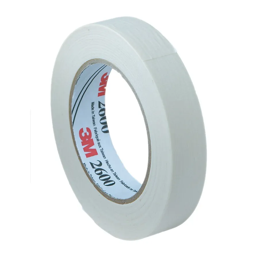 3M 0.75" x 60 yds Masking Tape, White, 12 Rolls (MMM260018A-12)