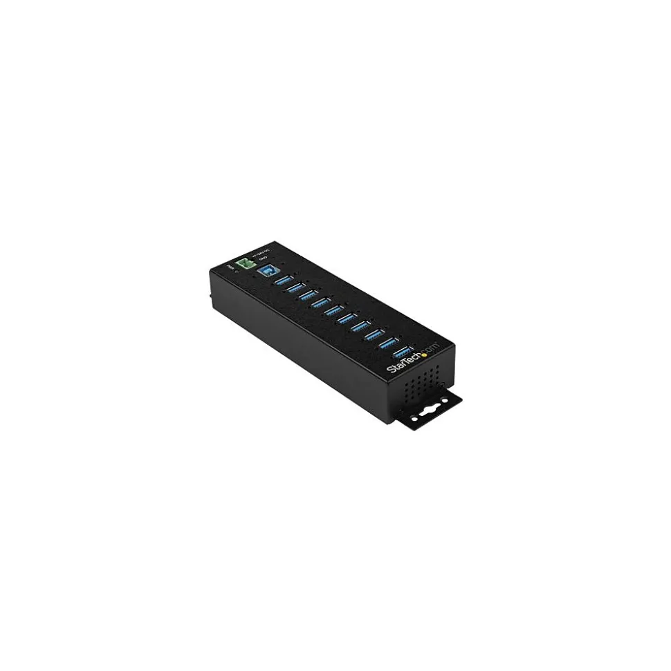 10 Port USB Hub w/ Power Adapter - Metal Industrial USB 3.0 Data Hub - Din Rail, Wall & Desk Mount USB 3.1 Gen 15Gbps Hub