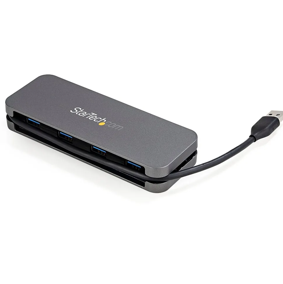 4 Port USB 3.0 Hub, 4x USB-A, 5Gbps Laptop/Desktop USB Type-A Hub, USB Bus Powered, 28cm Long Cable with Cable Management