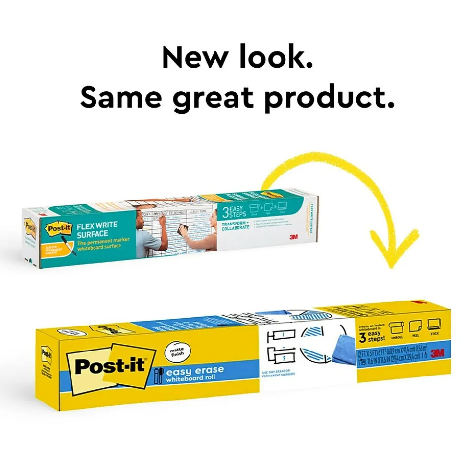 Post-it Easy Erase Plastic Adhesive Dry-Erase Whiteboard, 4' x 3' (FWS4X3)