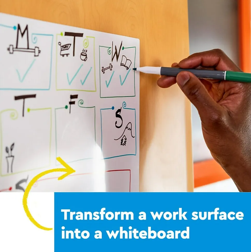 Post-it Easy Erase Plastic Adhesive Dry-Erase Whiteboard, 9.1" x 9.1", 2/Pack (FWS-Sheets-2PK)