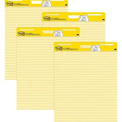 Post-it Super Sticky Easel Pad, 25" x 30", Lined, 30 Sheets/Pad, 4 Pads/Pack (561VAD4PK)