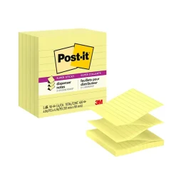 Post-it Super Sticky Pop-up Notes, 4" x 4", Canary Collection, Lined, 90 Sheet/Pad, 6 Pads/Pack (R440YWSS)