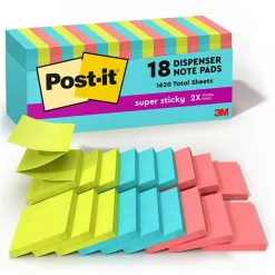 Post-it Super Sticky Pop-up Notes, 3" x 3", Supernova Neons Collection, 90 Sheets/Pad, 18 Pads/Pack (R330-18SSMIACP)