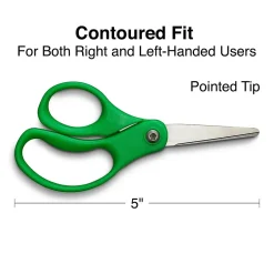 Staples 5" Kids Pointed Tip Stainless Steel Scissors, Straight Handle, Right & Left Handed, 2/Pack (TR55054) Sale