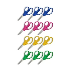 Staples Teacher Pack 5" Kids Pointed Tip Stainless Steel Scissors, Straight Handle, Right & Left Handed, 12/Pack (TR55057) Hot