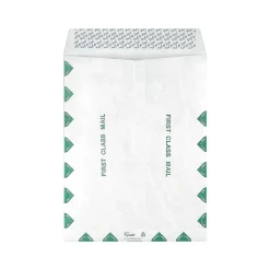 Staples Tyvek EasyClose Catalog Envelopes, 10"L x 13"H, White with Green Diamond Border, 100/Box (SPL17173)