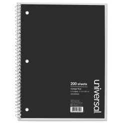 Universal Wirebound Notebook, 8.5 x 11, College Ruled, 200 Sheets, Assorted Color Cover (UNV66500) Clearance