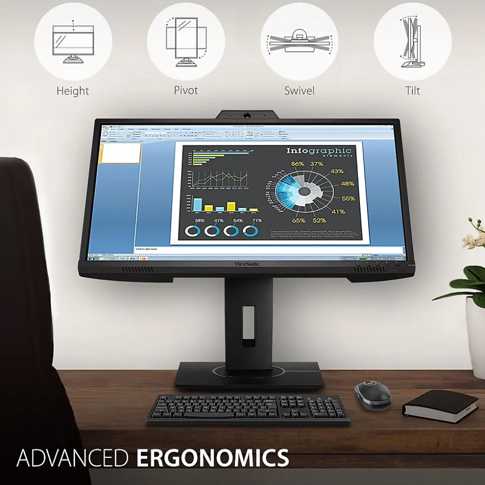 ViewSonic Ergonomic 24" 60Hz LCD Monitor, Black (VG2440V)