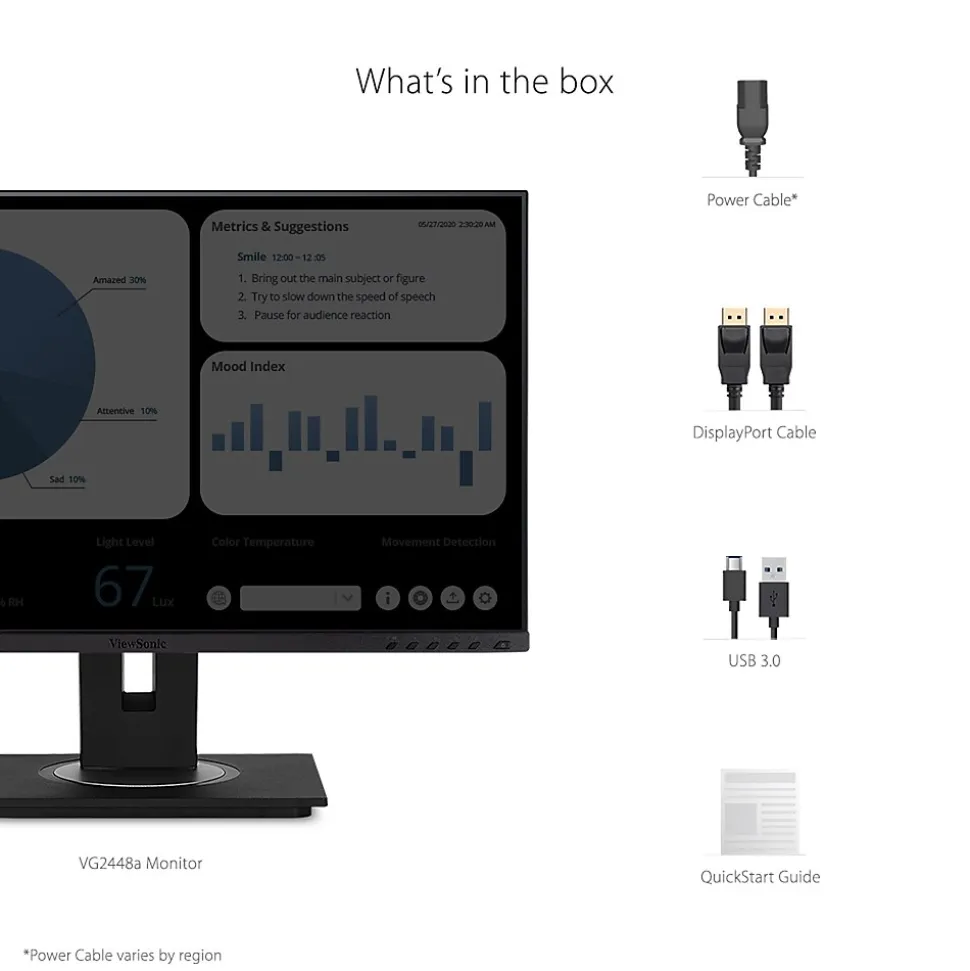 ViewSonic Ergonomic 24" 60 Hz LED Monitor, Black (VG2448A)