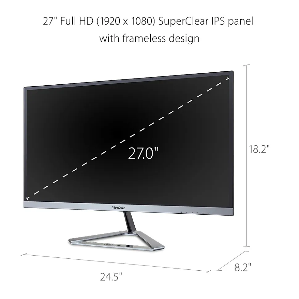 ViewSonic 27" 100Hz LED Monitor, Black/Silver (VX2776-SMHD)