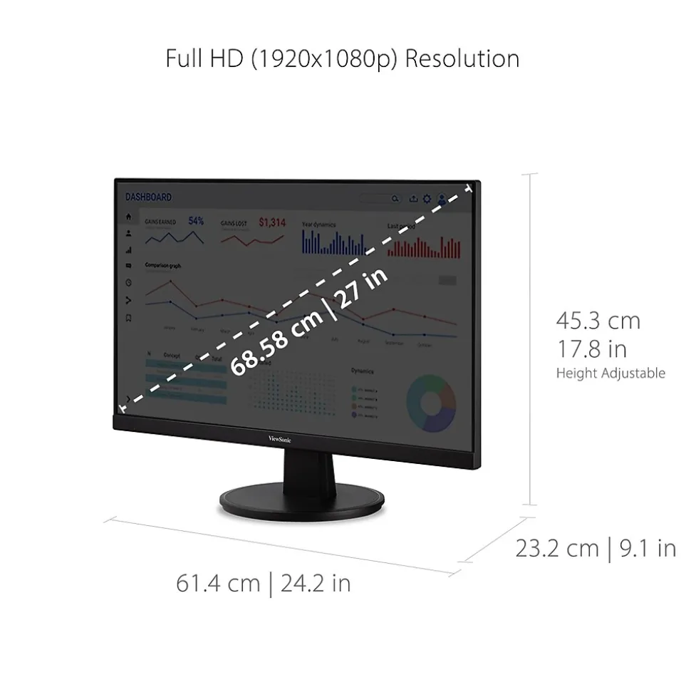 ViewSonic 27" 100Hz LED Monitor, Black (VA2747-MH)