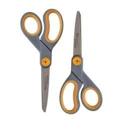 Westcott Titanium Bonded 8" Titanium Heavy Duty General Purpose Scissor, Sharp Tip, Gray/Yellow, 2/Pack (13901) New