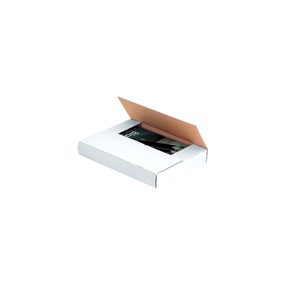 10 1/4" x 10 1/4" x 1" - White Easy-Fold Mailer, 50/Bundle
