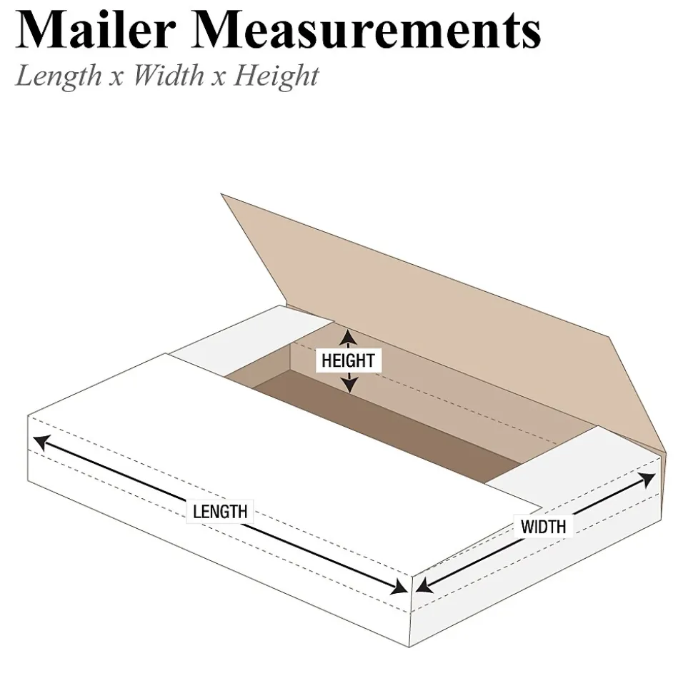 10 1/4" x 10 1/4" x 1" - White Easy-Fold Mailer, 50/Bundle